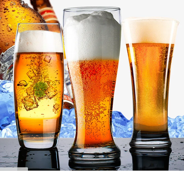 Thin Tall Glass Beer Mug Clear Customized Logo Print Frosted Laser Beer Mug