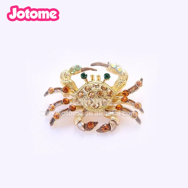 

Crystal Amber Brown Gold Crab Brooch, Blue boot