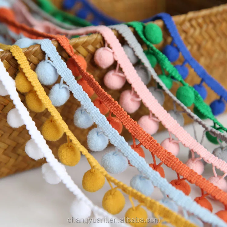 

35colors wholesale  DIY sewiing pom pom ball braid lace trim for garment accessories, Colorful