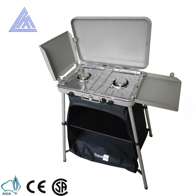 Double Burner Gas Stove With Legs For Portable Camping Gardening Hiking