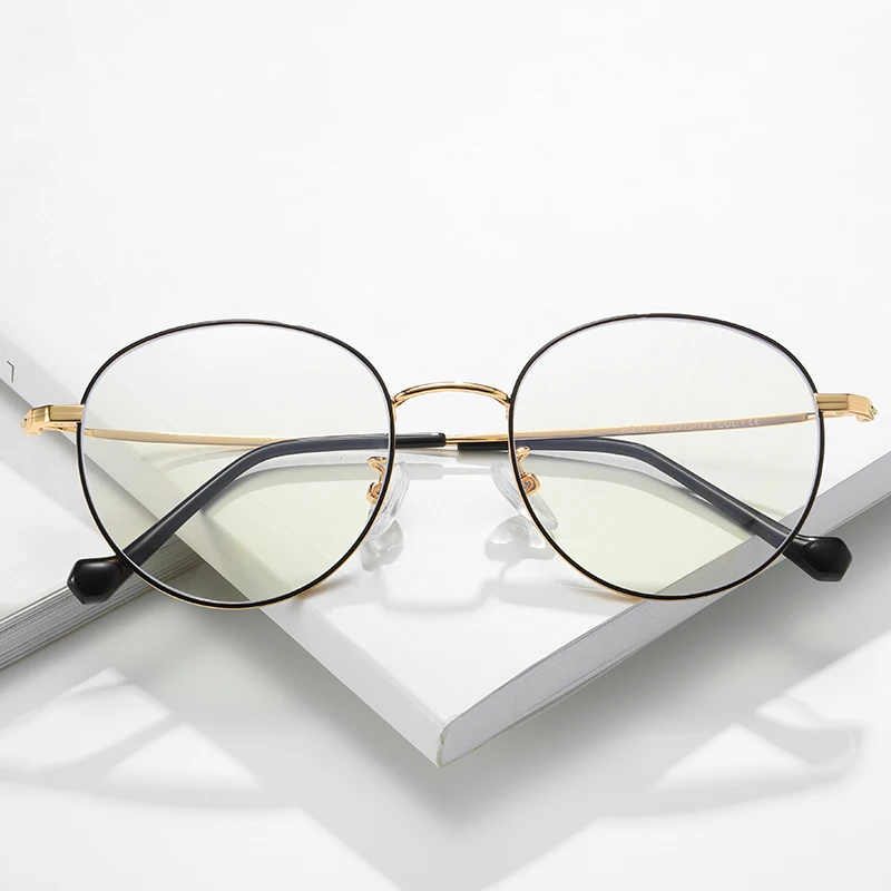 

stock metal anti blue light optical frame round frame optical reading glasses