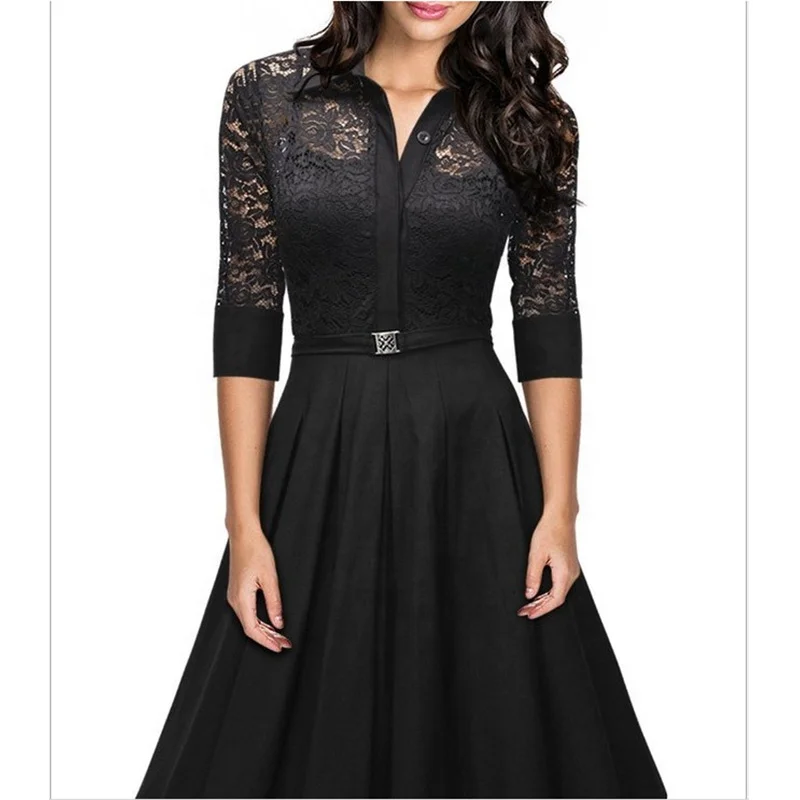

Latest Women Office Dress A-Line 3/4Sleeve Business Dresses Ladies, As pic