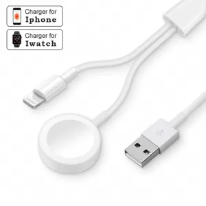 Charger for iWatch Apple Watch Charger, 2 in 1 iPhone Charger Portable Cable for Apple Watch Series 4/3/2/1/All iPhone