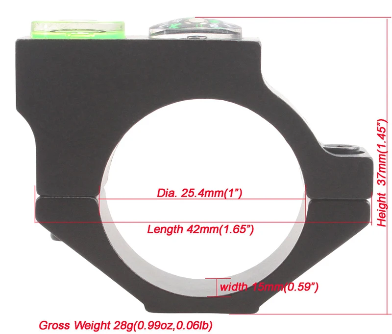 Promotion Aluminum 25MM 1" Riflescope Mount Rings Anti Cant Device Spirit Level Bubble Level Scope Level with Compass