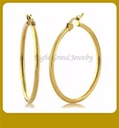 Hot Selling Fashion Stainless Steel Flat Big Huggie Earring Micro Pave Bali Hoop Earrings