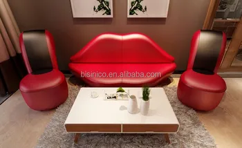 Bisini Creative Red Lip And High Heel Shape Sofa Set For Living Room Modern Fashionable Leather Furniture Bf01 X1124