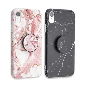Marble Shockproof Phone Case Finger Holder Grip iPhone