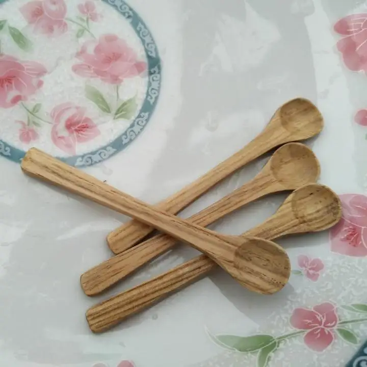 7cm Wood Tiny Spoon Wooden Mini Salt Spoons Chestnut Wood Hand Made