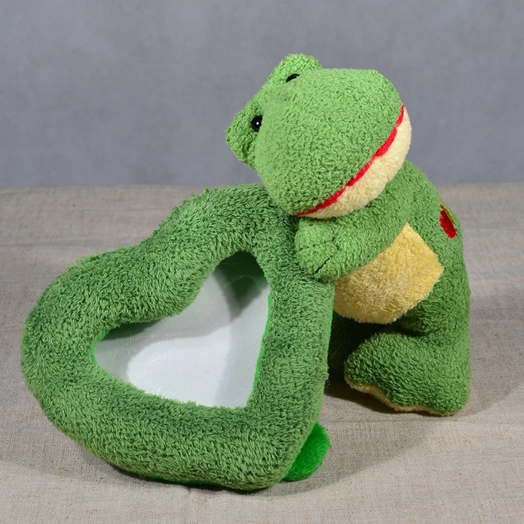 Custom Design Stuffed Frog Photo Frame Plush Animal Shape Photo Frame