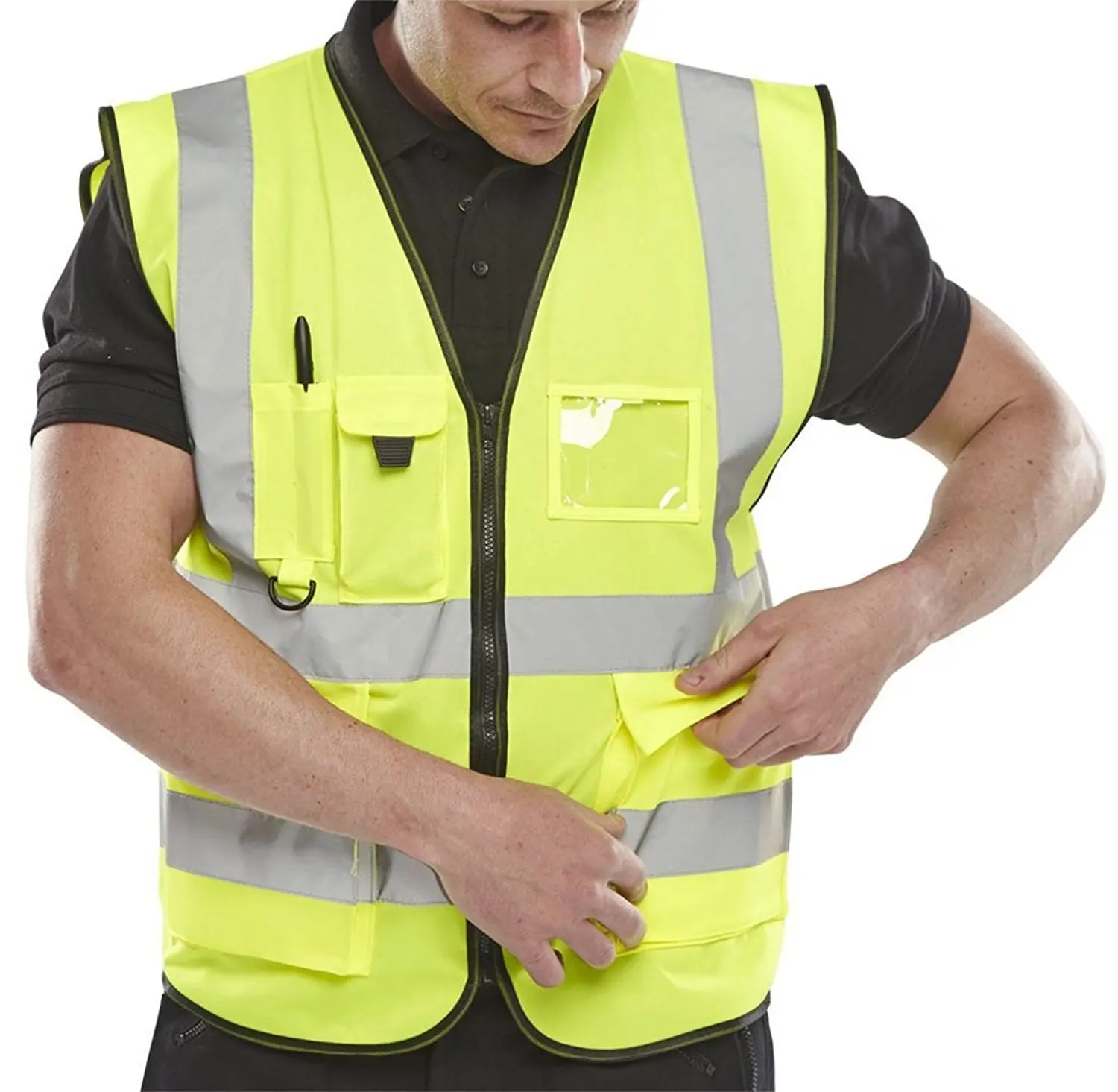 RIDDLED WITH STYLE Hi VIS High Visibility Waistcoat Mens Ladies Executive Work Reflective Top