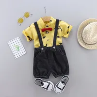 

EG-SYG119 yellow baby outfit kids summer boys clothing sets
