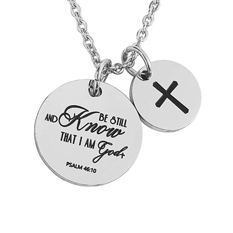 Christian Necklace Bible Verse Cross Pendant Prayer Charm Necklace