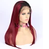 Factory Supply Wholesale Natural Hair Line 10A Grade 1B/Burg Ombre Front Lace Human Hair Wig
