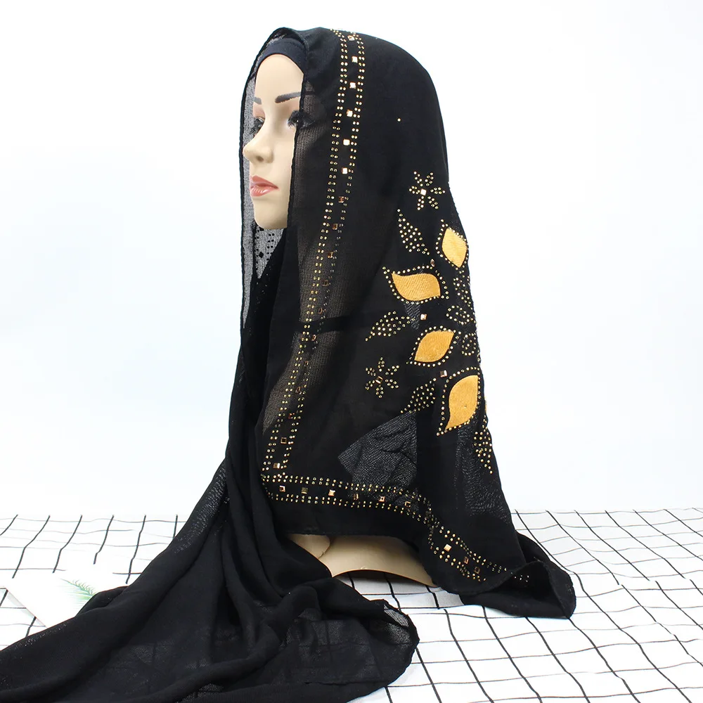 新穆斯林围巾 110厘米花水钻披肩伊斯兰妇女的面纱头巾定制