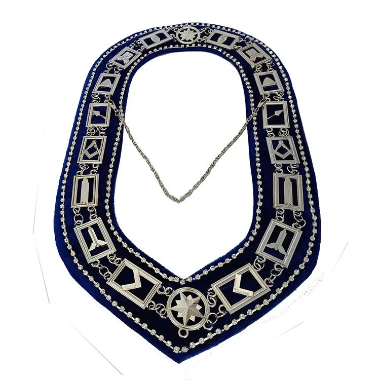 

Wholesale Store Master Mason Blue lodge masonic chain collar With Rhinestone