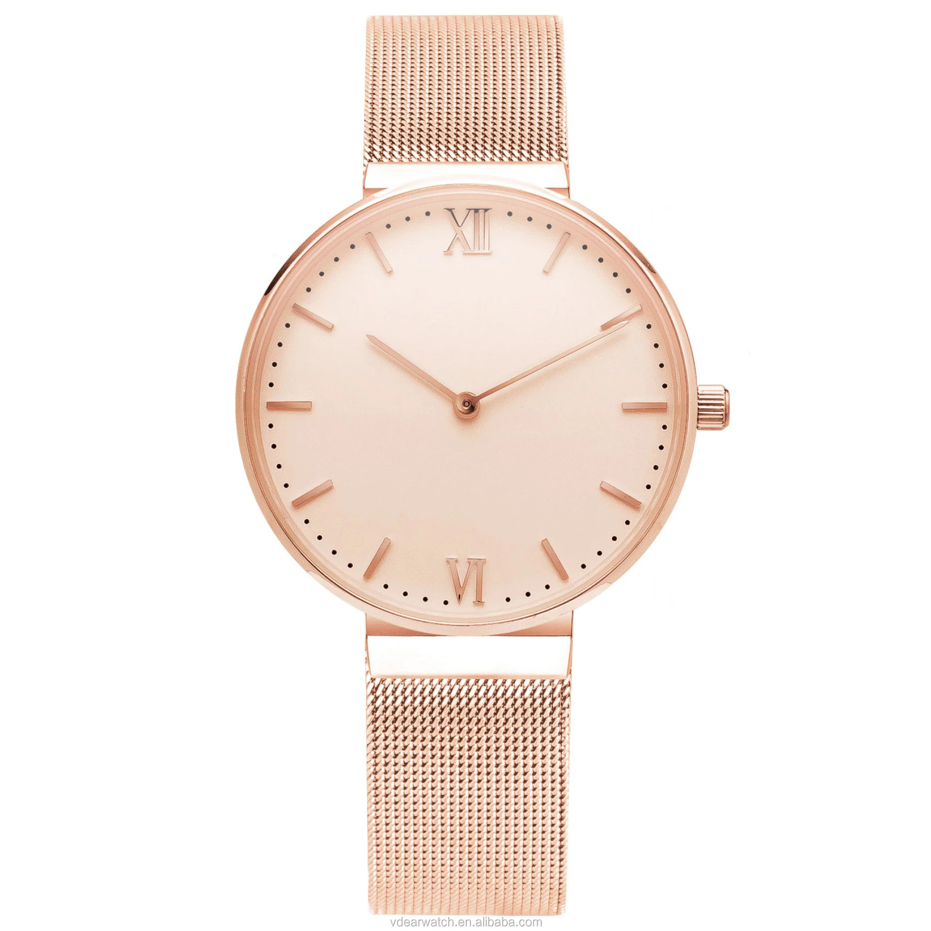 White marble dial unique mesh strap your own logo blank stainless steel watch for women