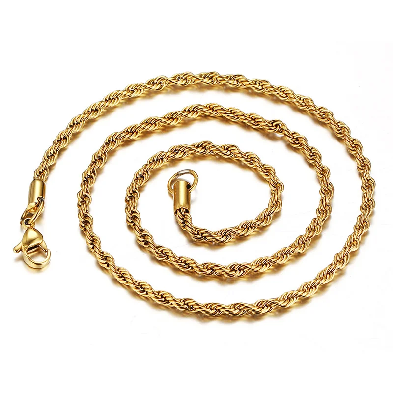 

Simple fashion stainless steel gold plating twist chain necklace