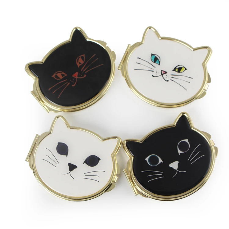 

Manufacturer customized Cute cat-shaped metal material compact makeup Mirror