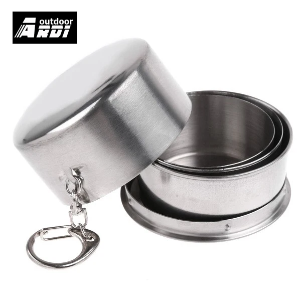 
Stainless Steel Portable Mini Travel Retractable Cup Keychain Telescopic 