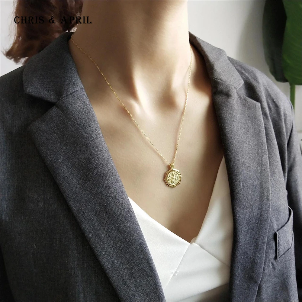 Lasted 925 sterling silver gold plated irregular coin necklaces
