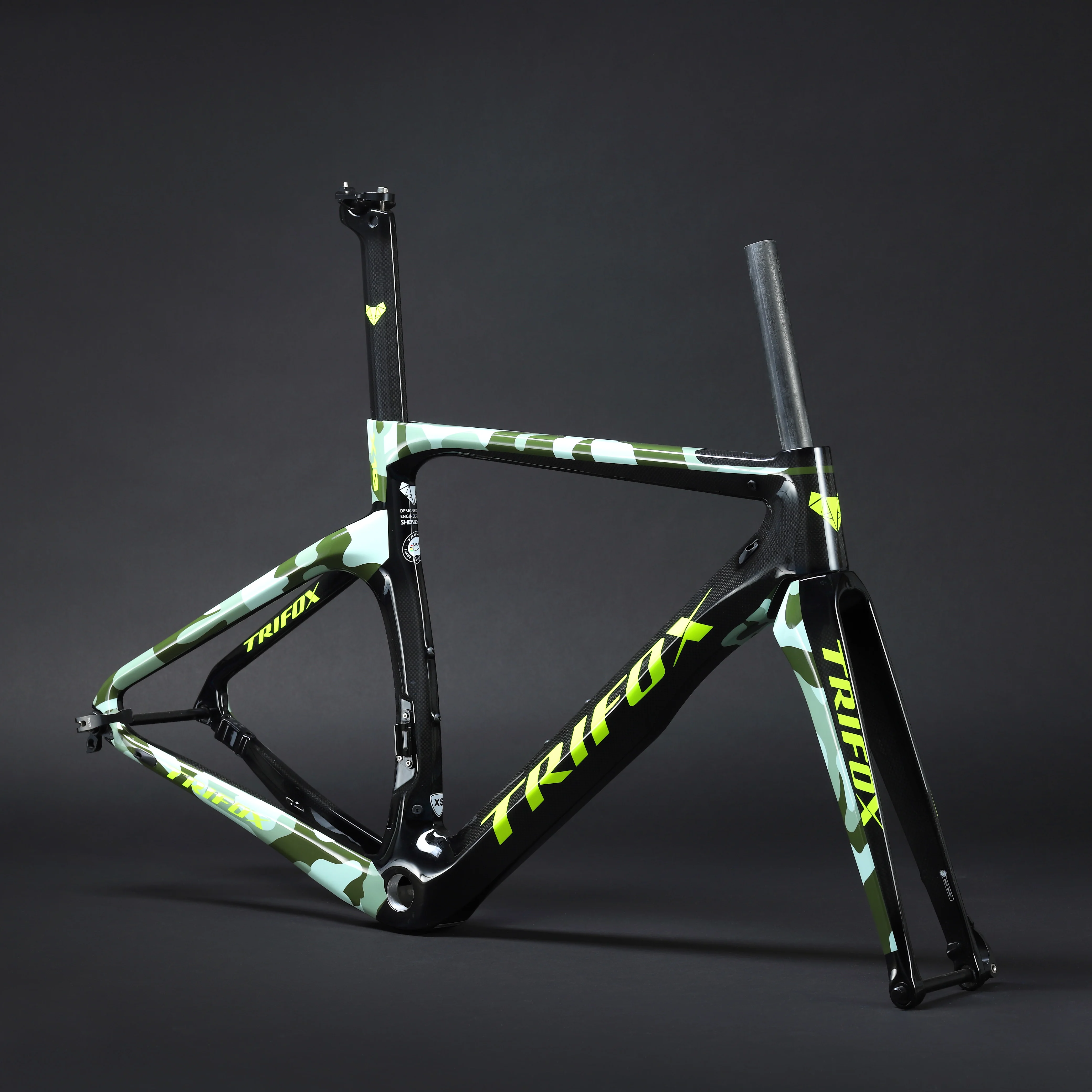 

2021Trifox bike frame carbon NK1K 700C disc brake thru axle racing bicycle carbon frame, Black or as your need