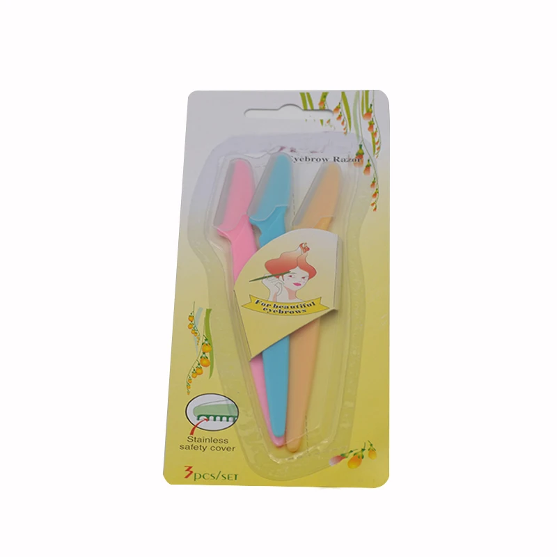 
Colorful durable Plastic Handle makeup tool 3PCS Tinkle eyebrow razor set 