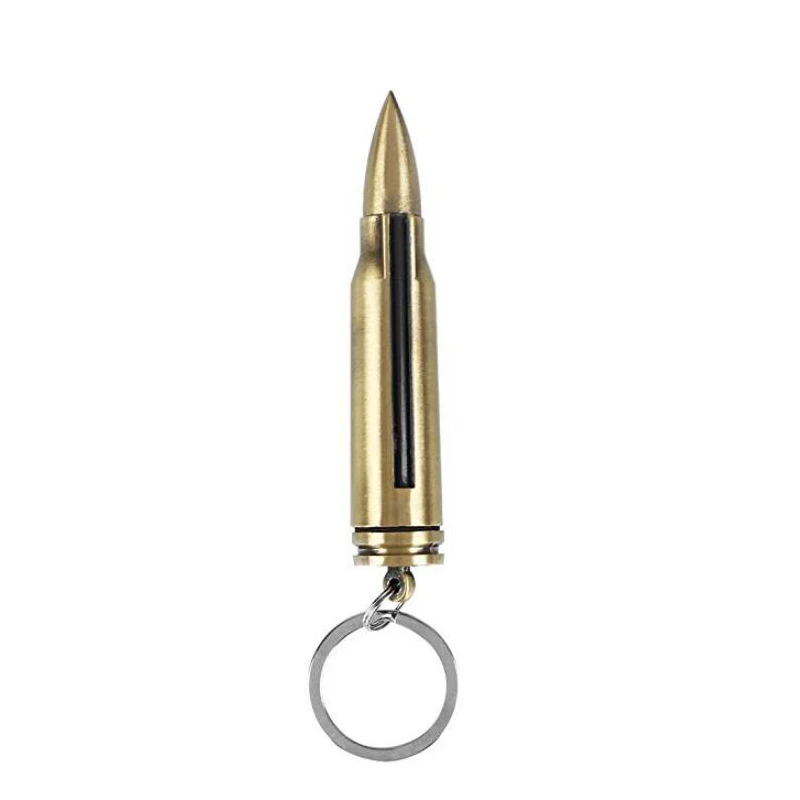 

Bullet Shape Keychain Metal Match Oil Lighter for outdoor, Golden