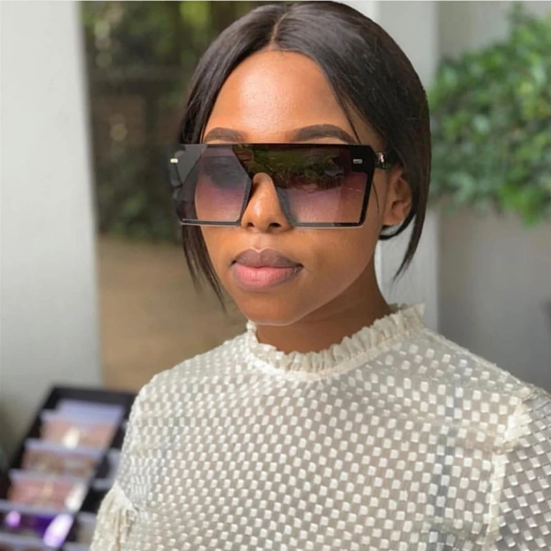 

HBK Flat Top Square Sunglasses Women Fashion Oversized Gradient Glasses For Women K32329