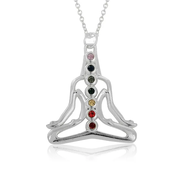 

Silver Yoga Jewelry Buddha Chakra Spiritual Chakra 7 Crystals for Yoga Reiki Healing Layered Meditation Healing Necklace
