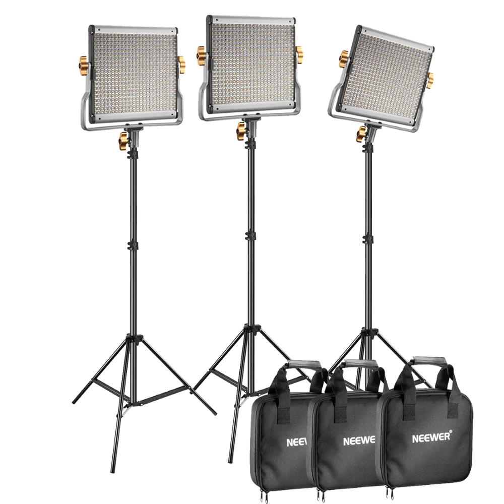 

Neewer 3 Packs Dimmable Bi-color 480 LED Video Light and Stand Lighting Kit Includes:3200-5600K CRI 96+ LED Panel with U Bracket, N/a