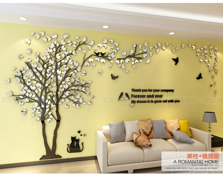 Acrylic 3d Wall Stickers Home Decor Creative Wall Decals Living Room ...