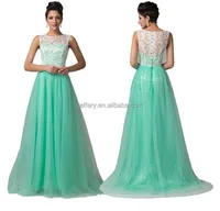 

Fashion wedding dress light green floor length dress with lace A740