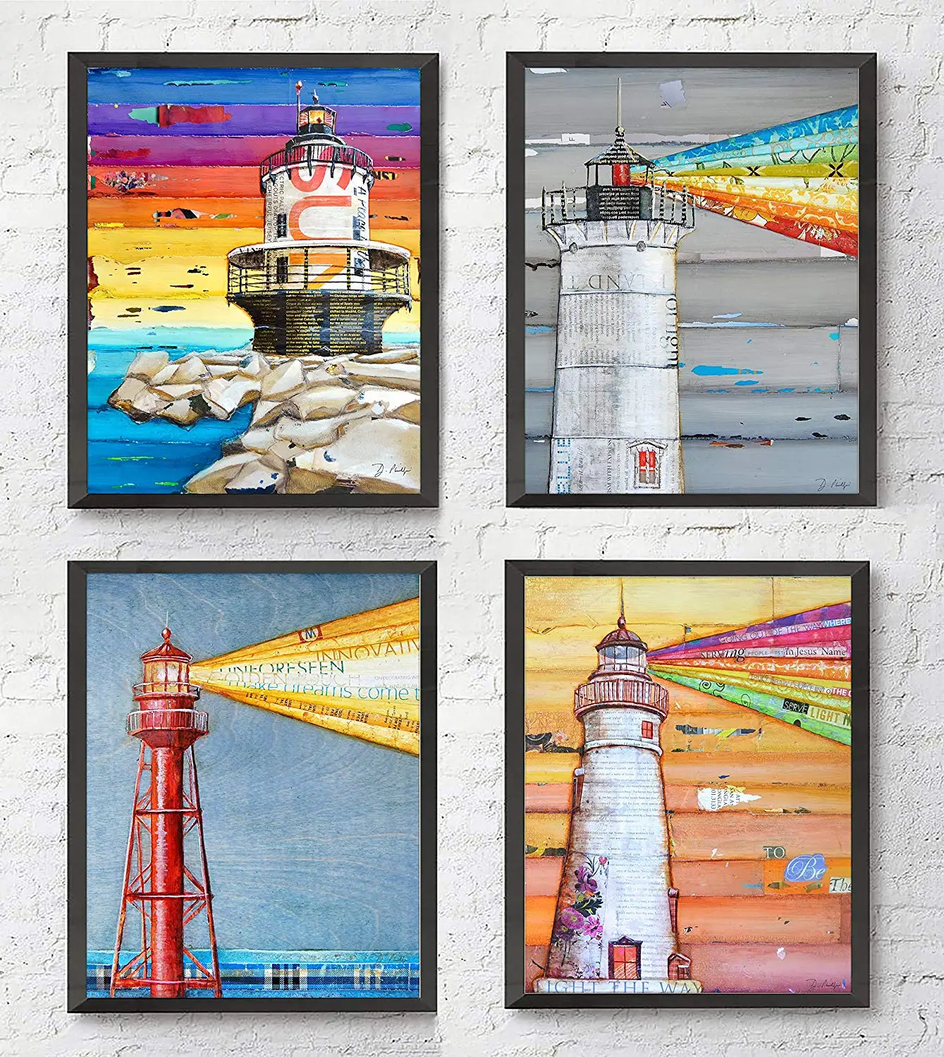 Set of 3 Lighthouse Art Prints Beach Country Coastal D/écor Three 6x18 Poster Prints