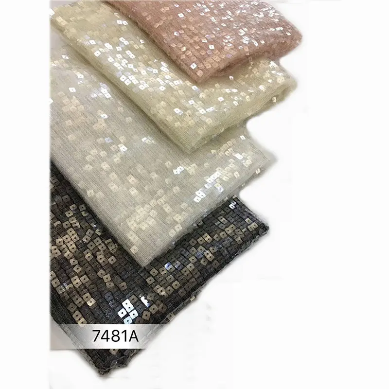 
High quality tulle embroidery silver sequin fabric 