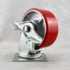 SS 5 Inch Swivel Caster Roller Polyurethane Flat Tread On Cast Iron Core Heavy Duty Swivel Caster Roller With Side Brake