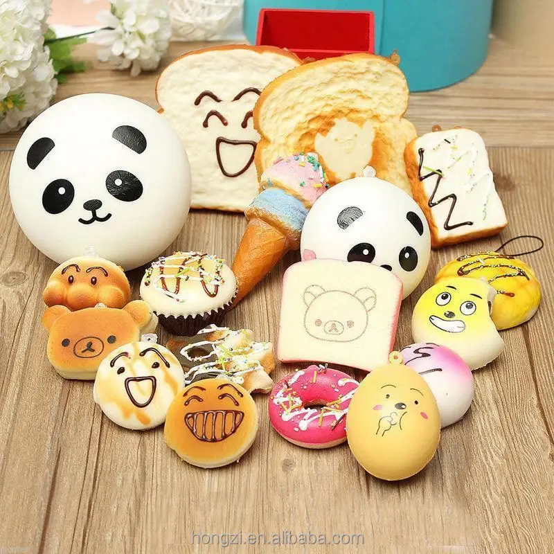 

Random DIY Funny Squishy Slow Rising Jumbo Squeeze Toast Cake Bread Panda ice Cream Phone Straps Toy Decoration