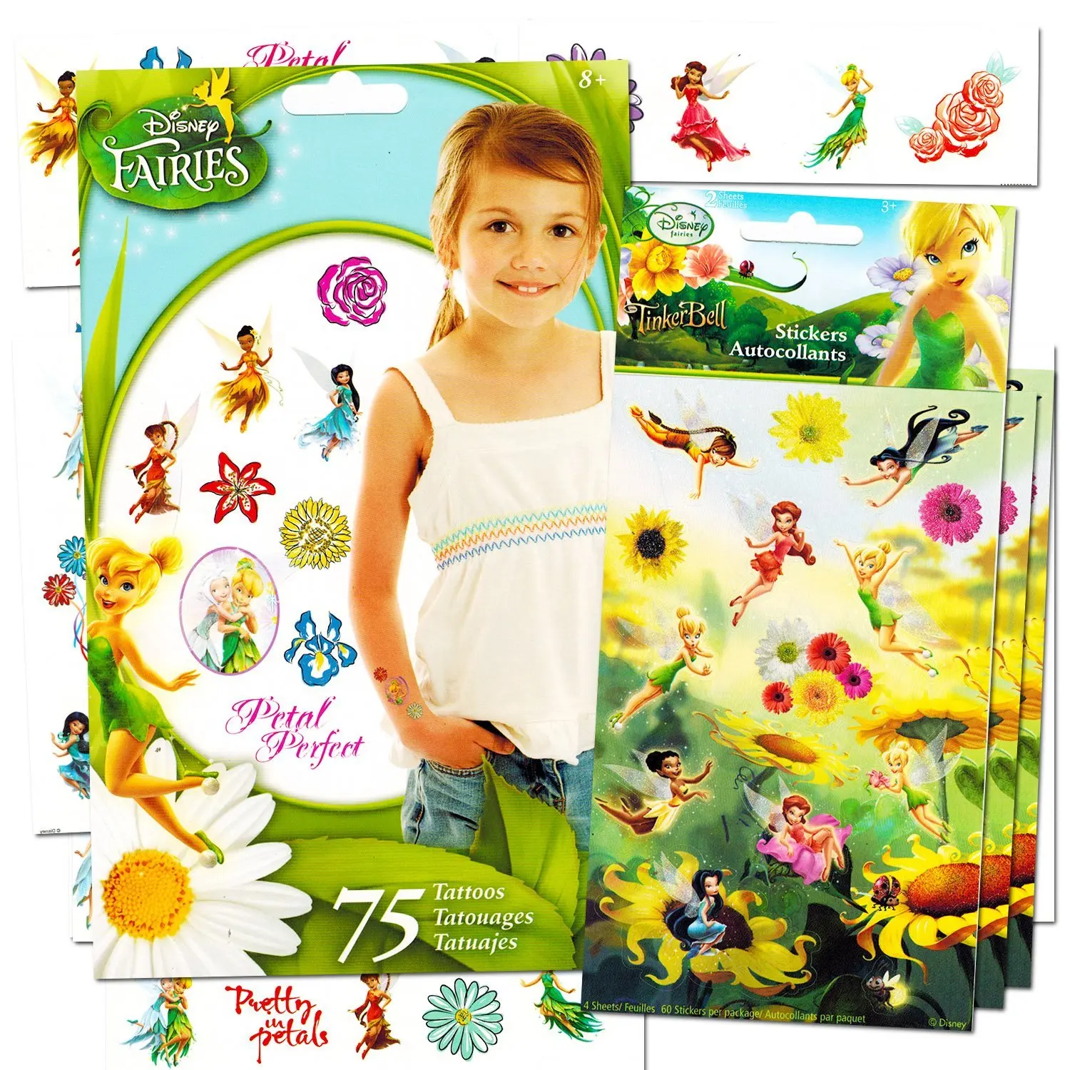 Disney Fairies Stickers and Tattoos Party Favor Pack (120 Stickers & 75 Temporary Tattoos Featuring Tinkerbell)