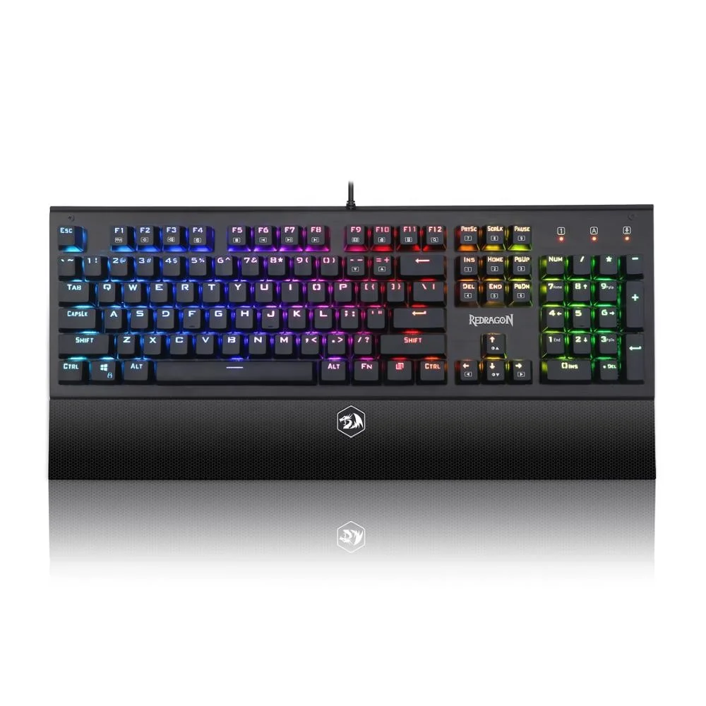 

Redragon K569 ARYAMAN Mechanical Gaming Keyboard RGB Backlit 104 Keys With Wrist Rest, Black