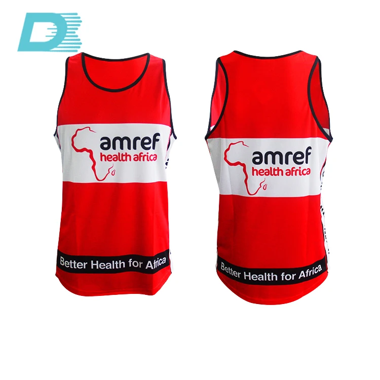 

Wholesale polyester running apparel sublimated men custom dri fit running vest, Customized pantone color