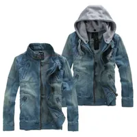 

YSMARKET M-4XL Jean Jacket Men Hooded Solid Coats Spring Autumn Plus Size Outwear Cowboy Jackets For Male Removable Hat ED13