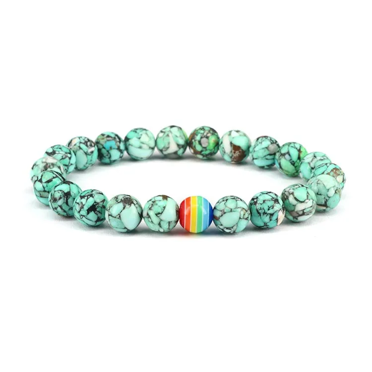 

8mm turquoise beaded bracelet women's jewelry elastic bracelet