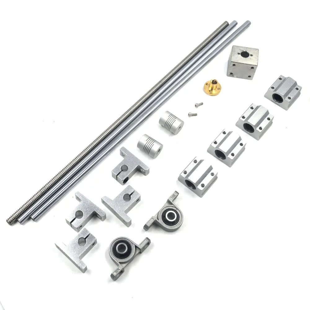 Lead Screw Bearing Mounts, Mergorun 300mm Horizontal Optical Axis & 8mm Lead Screw Dual Rail Shaft Support Pillow Block Bearings & Flexible Shaft Coupling With Set of 17