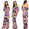 Customize Your Logo Brand 2019 New Women Strapless Short Sleeve Lotus Leaf Printing Long Dress
