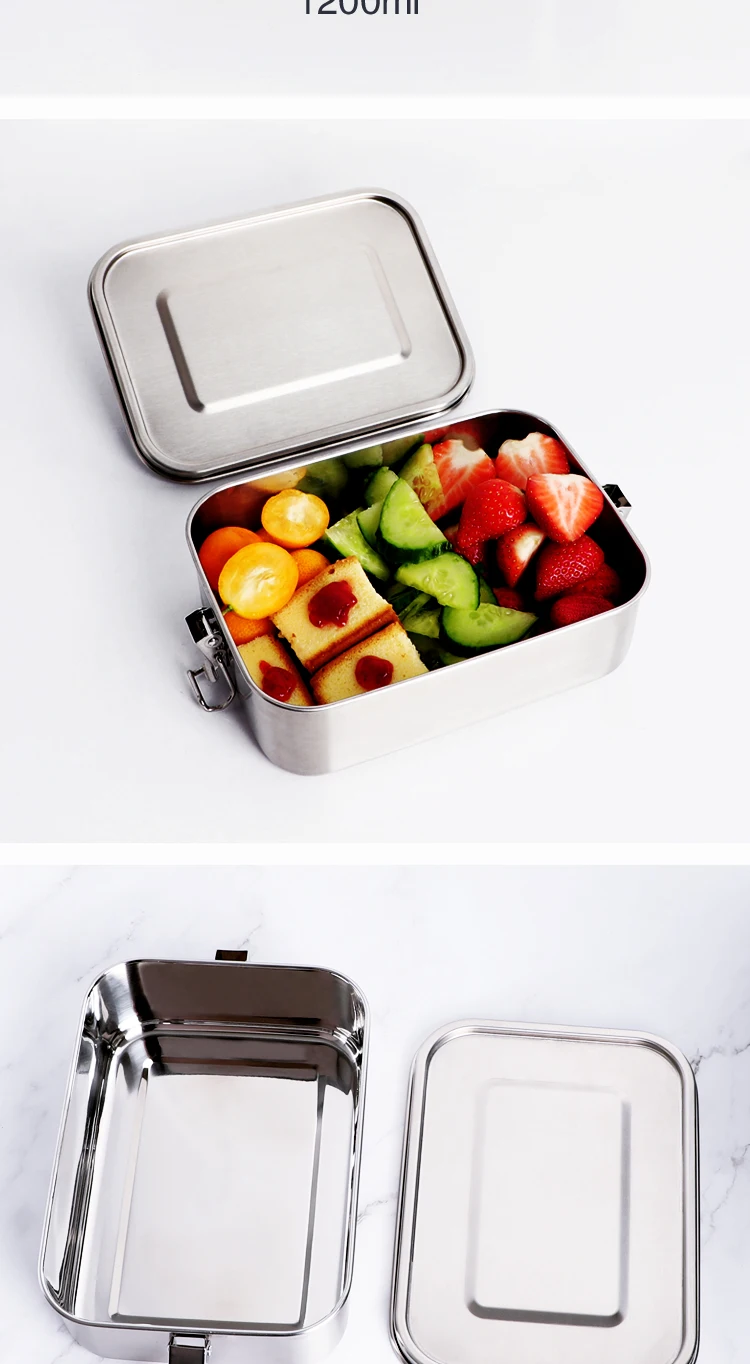 1200ml Stainless Steel Food Container Eco Lunch Box With Air Tight Lid