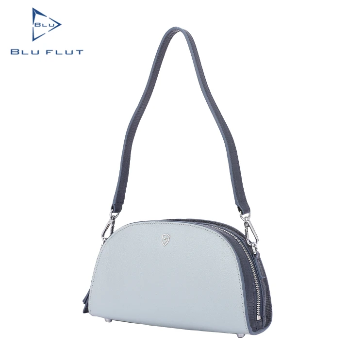 

Blu Flut low MOQ custom women crossbody leather handbags with zippers, cowhide leather handbags women shoulder bags, Gray