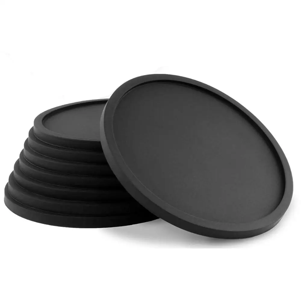 

Non-slip Silicone Cup mat Table protection Drink Coaster set, Black