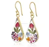 Alloy Pressed Flower Teardrop Earrings For Women
