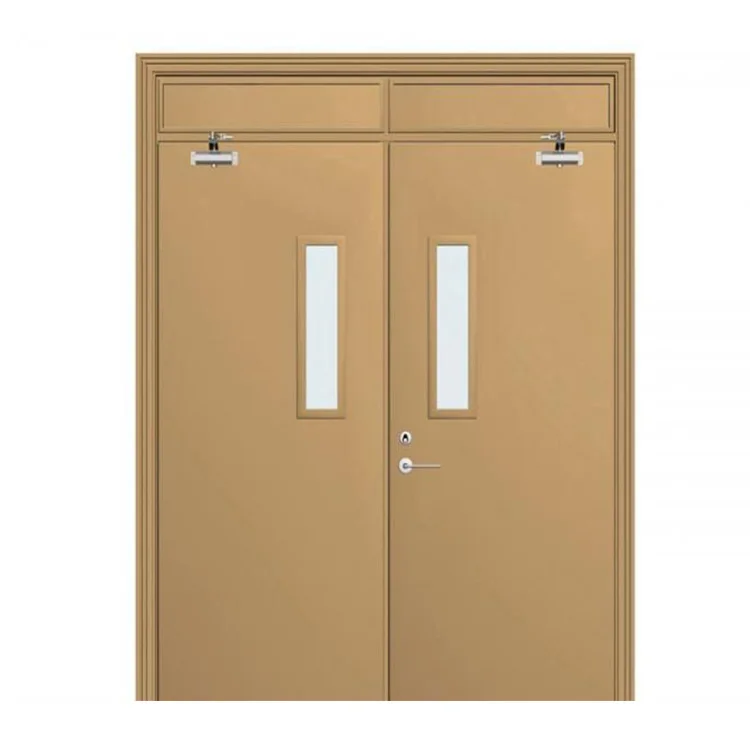 China Factory Suppliers Double Leaf Fire Rated Flush Doors With Glass