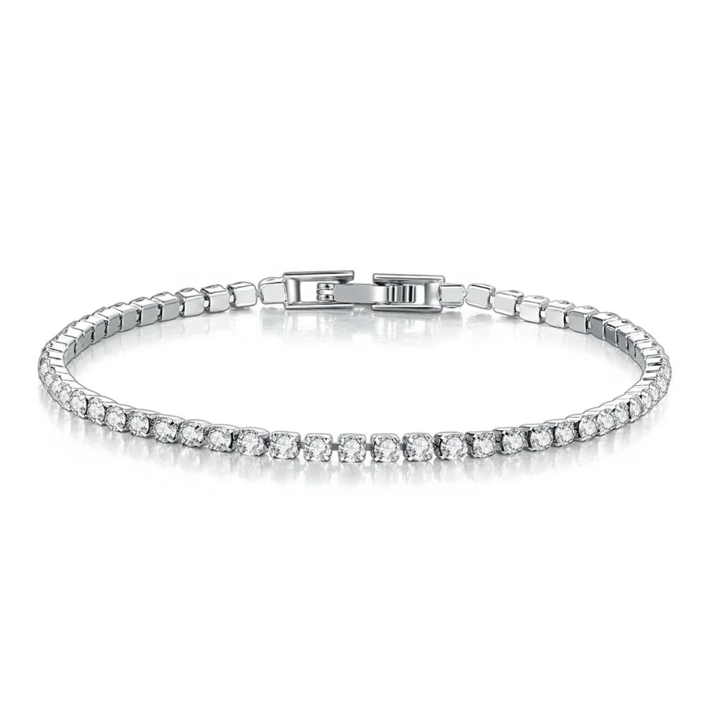 

Adjustable 2.5mm Round Shape Cubic Zirconia Diamond Tennis Bracelet Pulseras Mujer