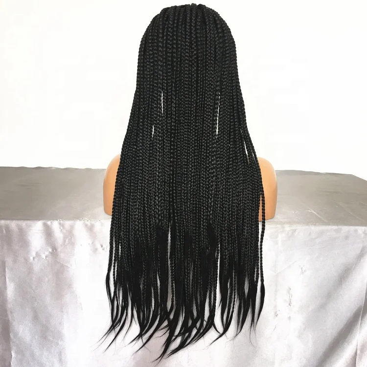 Newest ponytail braided synthetic hair wig Brazilian kinky twist african braided full lace wigs with baby hair for black women